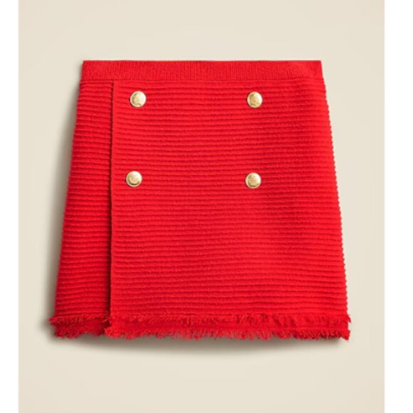 J.Crew Faux-wrap sweater-skirt in fine bouclé Red Medium - Picture 1 of 3